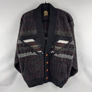 Vintage Tejidos Ruminahui Sweater Adult L Chunky Wool Cardigan